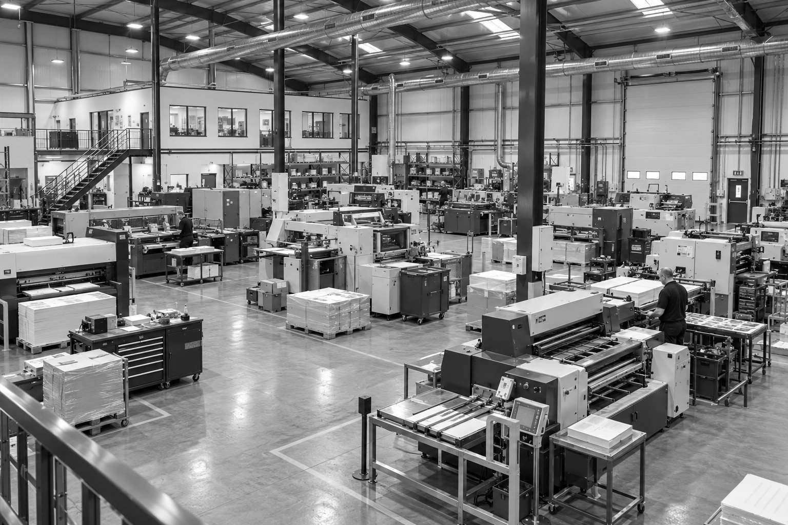 Modern printing and finishing machinery workshop